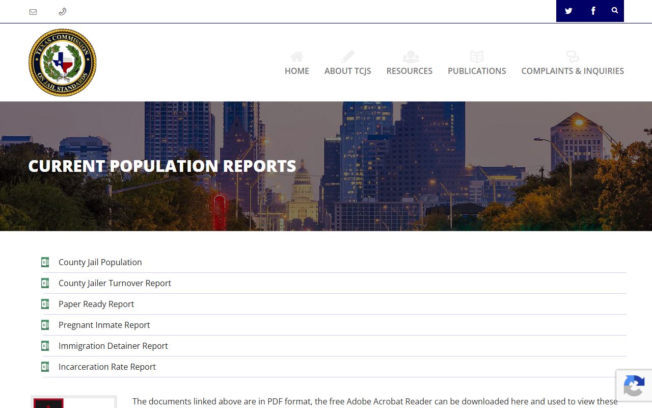 Franklin County inmate population TCJS population reports page
